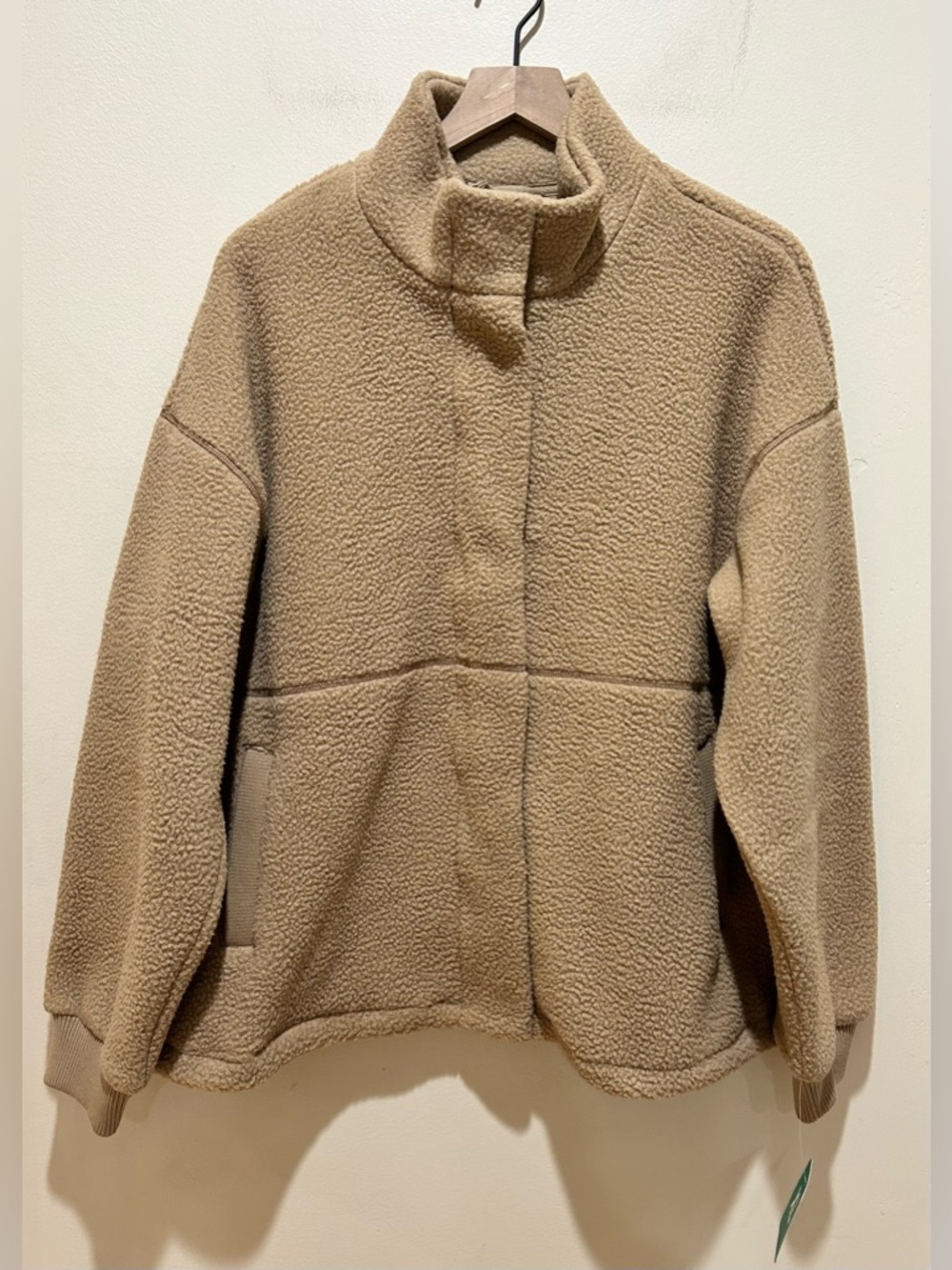 NWT Mondetta Sherpa Full Zip Fleece Jacket in Tan Light Brown - Women’s Size XL